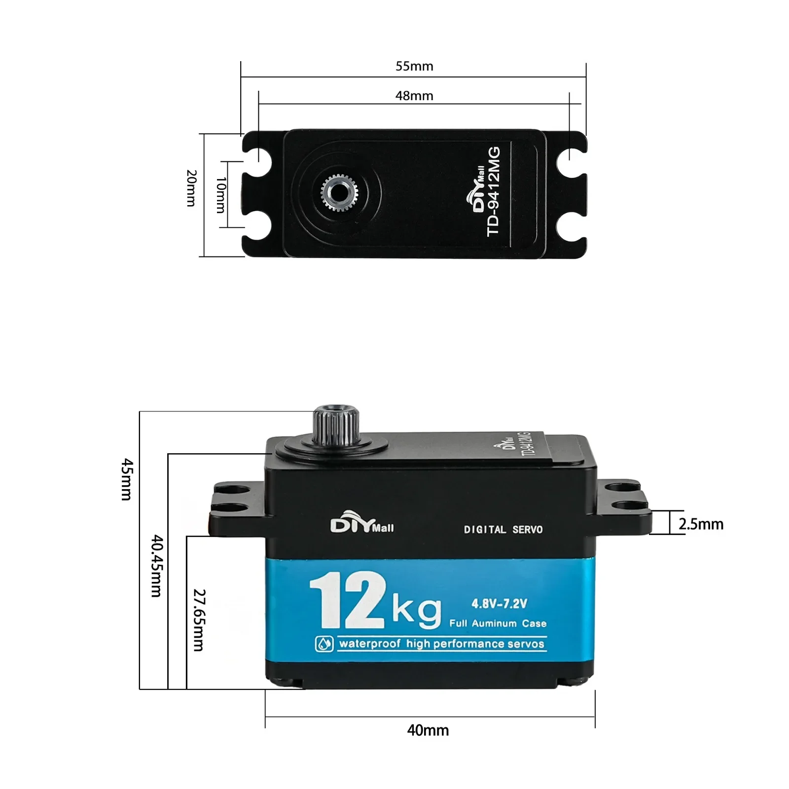 12KG TD-9412MG High Torque Ful - đánh giá và giá Servo Motor Sg90